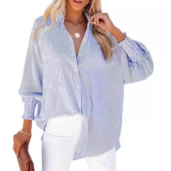 Women's Striped Button-Down Blouse
