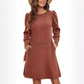 Ribbed Knit Puff Sleeve Dress