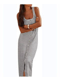 Women's Striped Button Maxi Dress
