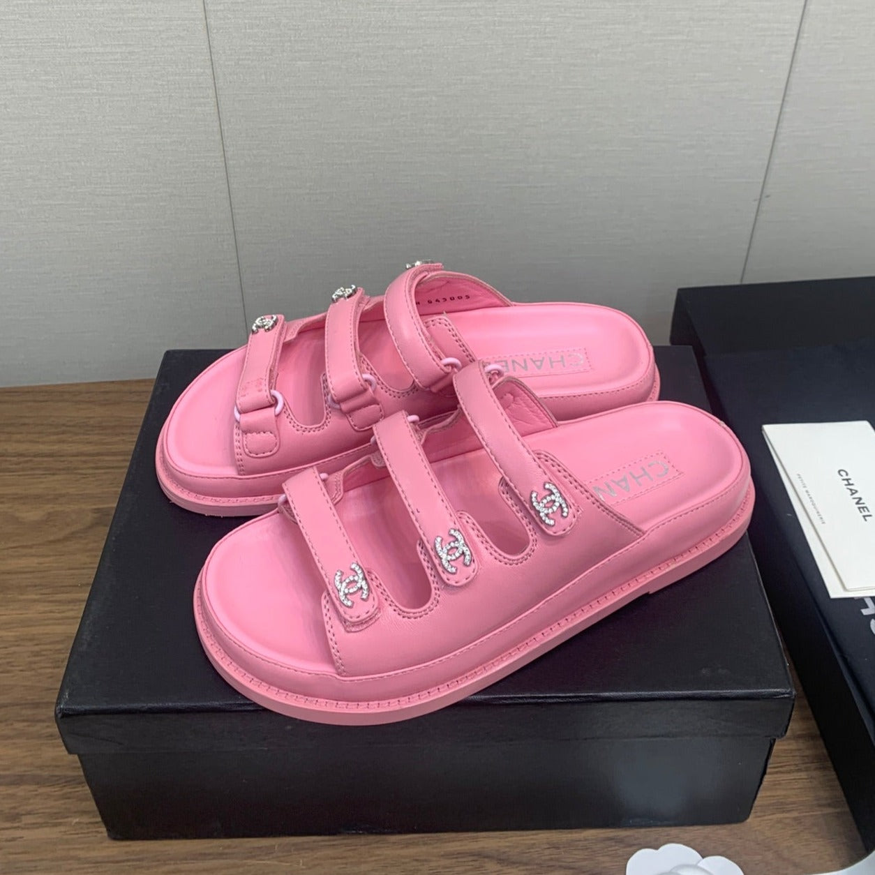 CHANEL DAD SANDAL IN LIGHT PINK LAMBSKIN MULE