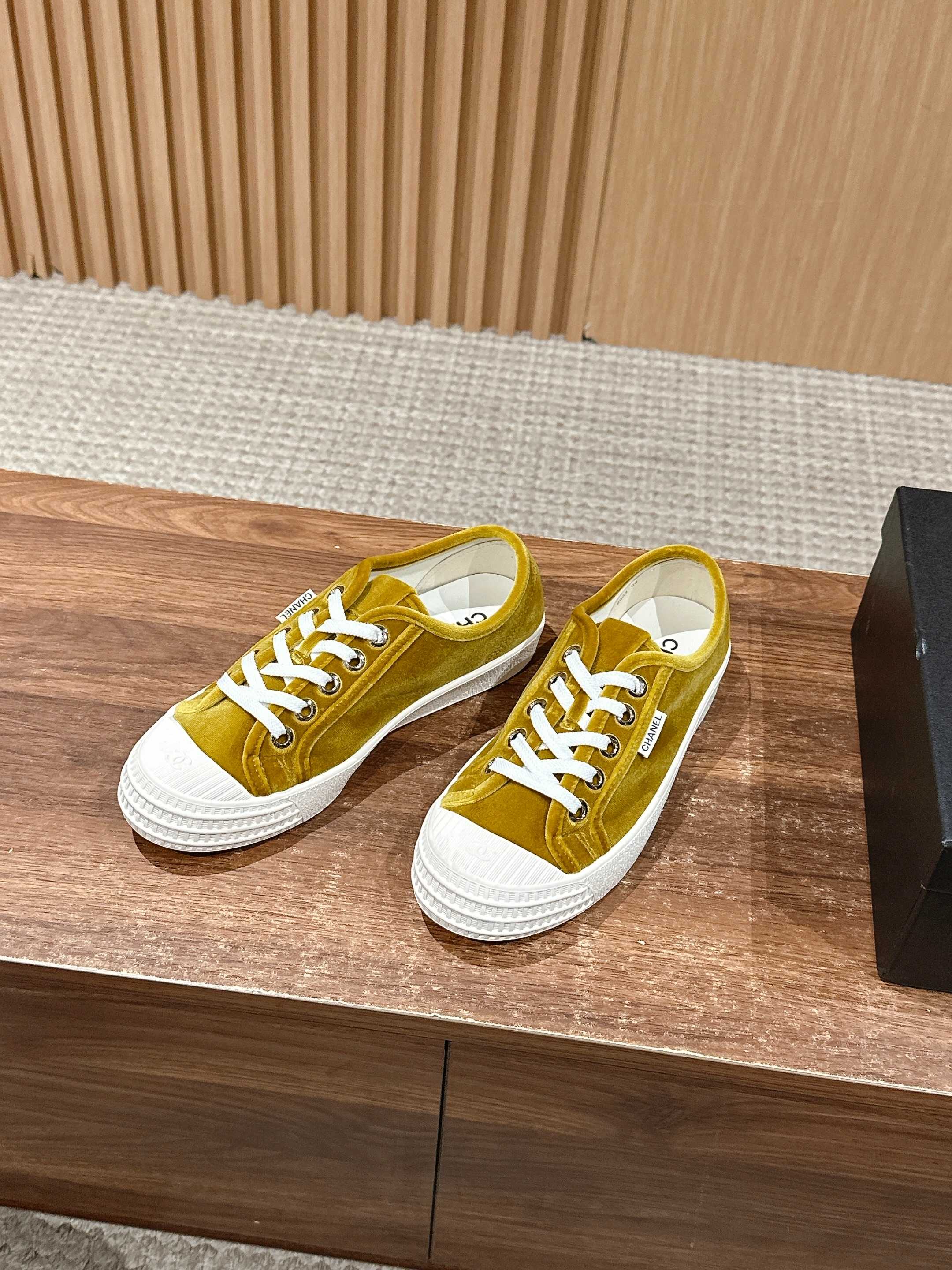 CHANEL CONVERSE SNEAKER IN DIJON YELLOW VELVET